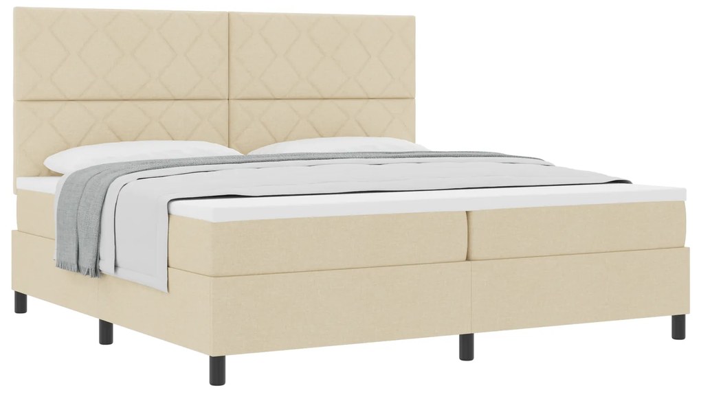vidaXL Κρεβάτι με ελατήρια με στρώμα Κρεμ 200 x 200 cm ύφασμα