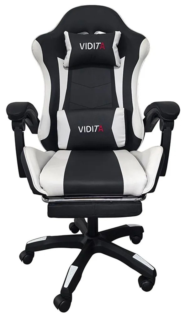 Πολυθρόνα Gaming Με Υποπόδιο A6060 01.0291 64x62x113-121cm Black-White