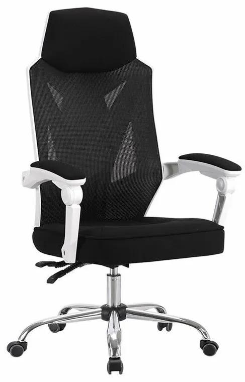 Καρέκλα γραφείου Mesa 308, Άσπρο, Μαύρο, 118x65x64cm, 16 kg, Με μπράτσα, Με ρόδες, Μηχανισμός καρέκλας: Κλίση | Epipla1.gr