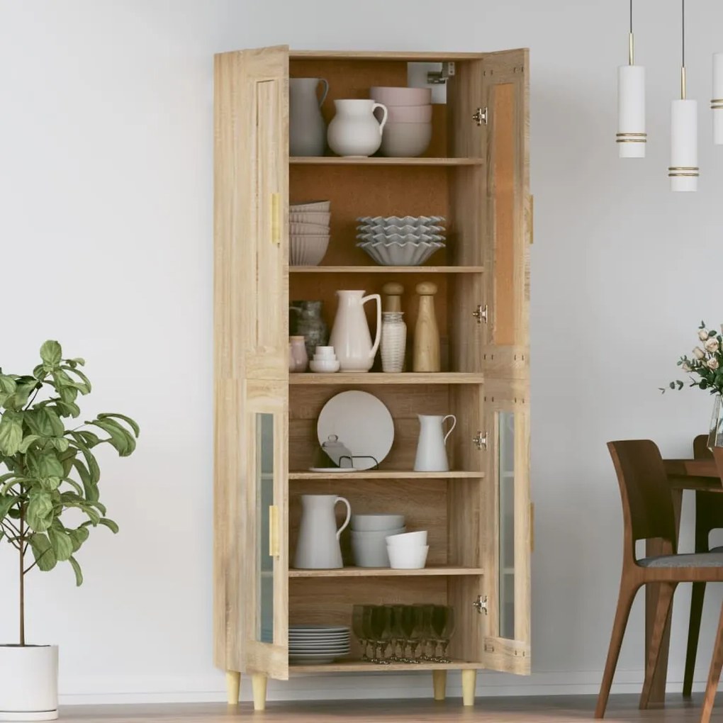 vidaXL Ντουλάπι Sonoma δρυς 69,5 x 34 x 180 εκ. από Επεξεργασμένο Ξύλο