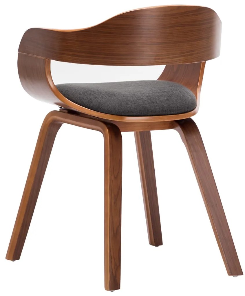 vidaXL Καρέκλες Τραπεζαρίας 2 τεμ. Σκούρο Γκρι Ύφασμα/Λυγισμένο Ξύλο