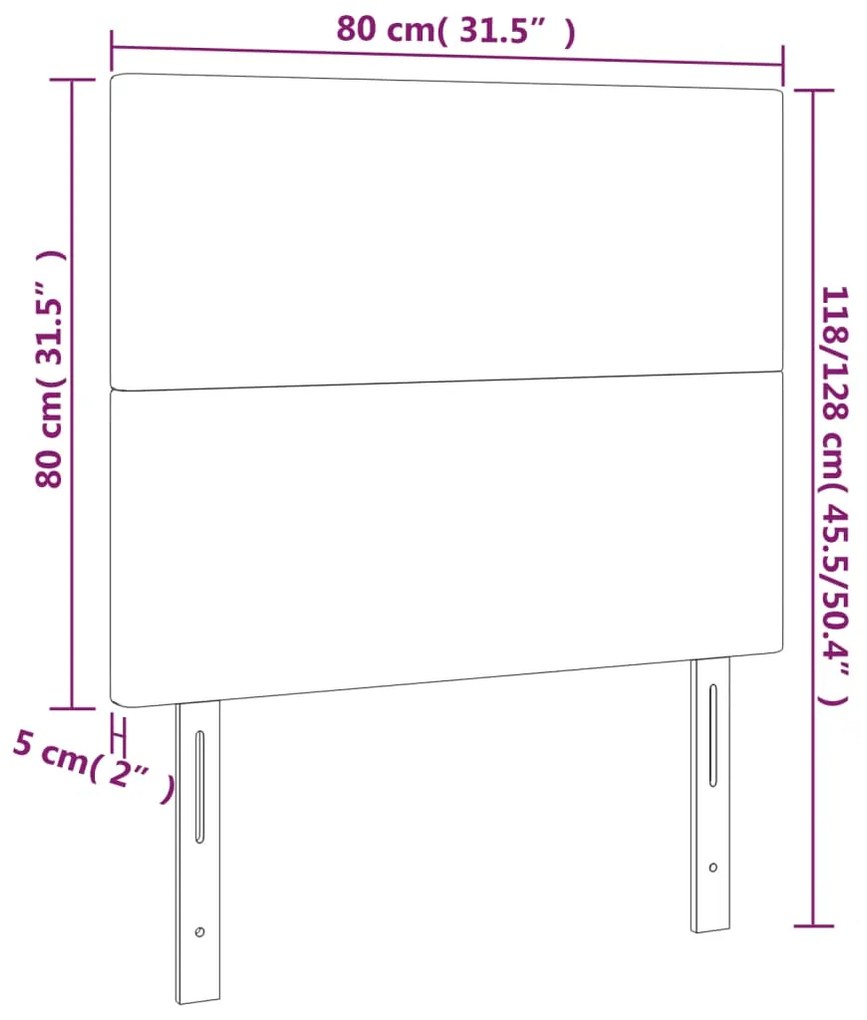 vidaXL Κεφαλάρι Κρεβατιού LED Σκούρο Μπλε 80x5x118/128 εκ. Βελούδινο