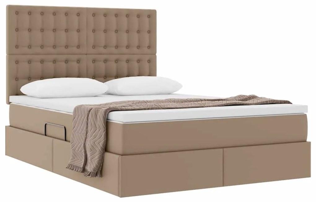vidaXL Κρεβάτι Αποθήκης Καπουτσίνο 140 x 190 cm Τεχνητό Δέρμα