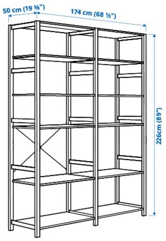IVAR 2 τμήματα/ράφια, 174x50x226 cm 894.070.58
