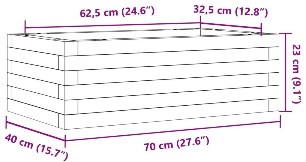 Ζαρντινιέρα Κήπου 70x40x23 εκ. από Μασίφ Ξύλο Ψευδοτσούγκας - Καφέ