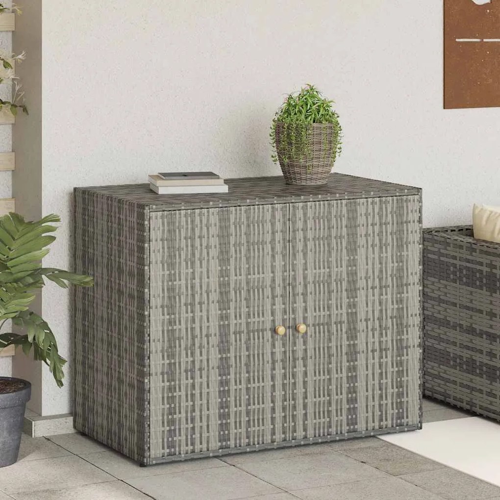 vidaXL Ντουλάπι Αποθήκευσης Κήπου Γκρι 100x55,5x80 εκ. Συνθετικό Ρατάν