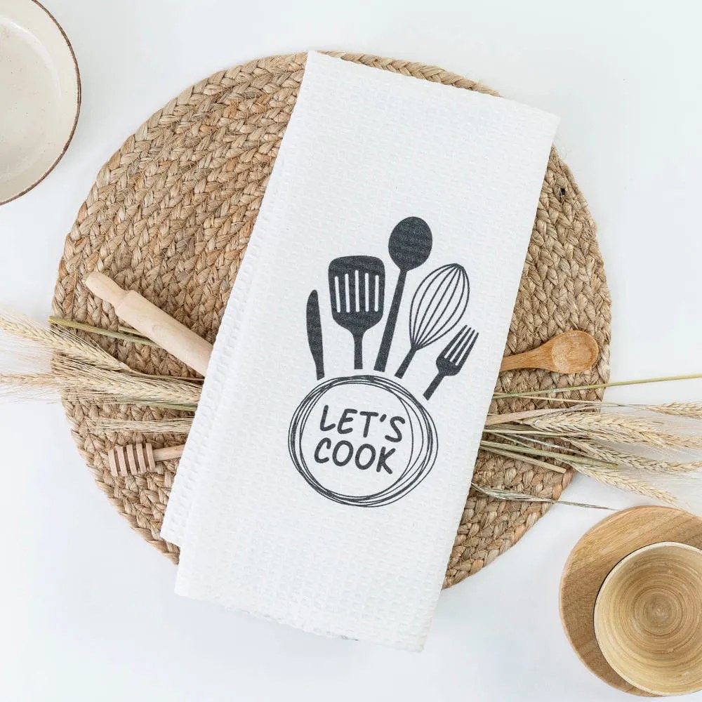 Ποτηρόπανα Κουζίνας Waffle Let&#039;s Cook - 50 x 70 cm - Βεραμάν - Borea