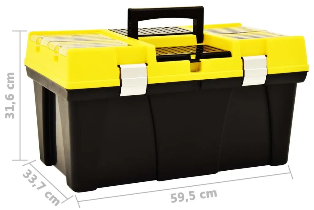 vidaXL Εργαλειοθήκη 595x337x316 χιλ. Κίτρινο από Πλαστικό