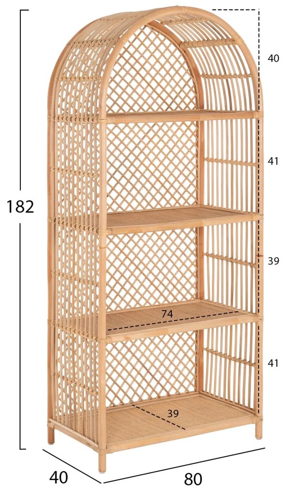 ΒΙΒΛΙΟΘΗΚΗ  ΑΠΟ ΦΥΣΙΚΟ RATTAN ΣΕ ΦΥΣΙΚΟ ΧΡΩΜΑ 80x40x182Υεκ.