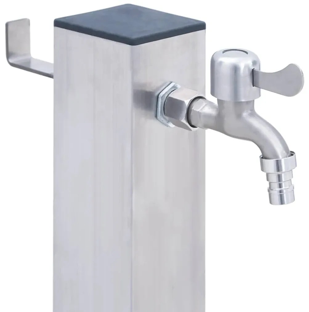 vidaXL Βρύση Δαπέδου Κήπου Τετράγωνη 80 εκ. από Ανοξείδωτο Ατσάλι