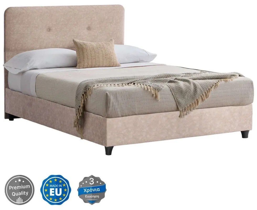 Κρεβάτι Dolores HM648.22 Για Στρώμα 120x200cm Με Ύφασμα Nubuck Beige Ημίδιπλο Wood, Fabric