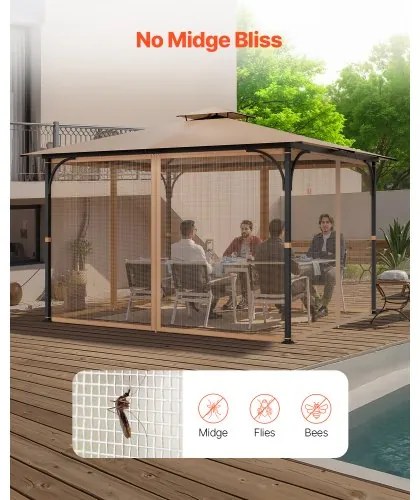 VEVOR Replacement Mesh Gazebo Netting Screen for 10x12x7.3 ft Patio, Net Only