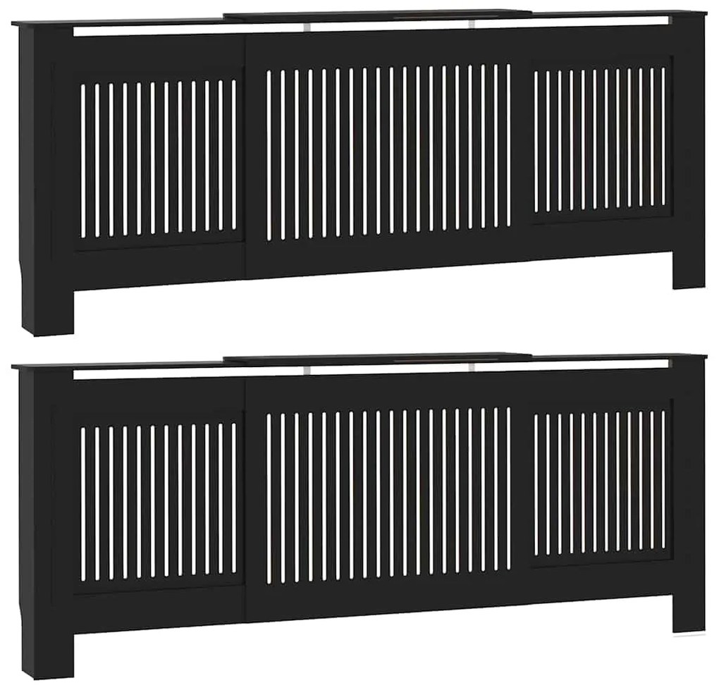vidaXL Καπάκι Καλοριφέρ 2 pcs Μαύρο 205 x 20,5 x 81,5 εκ.