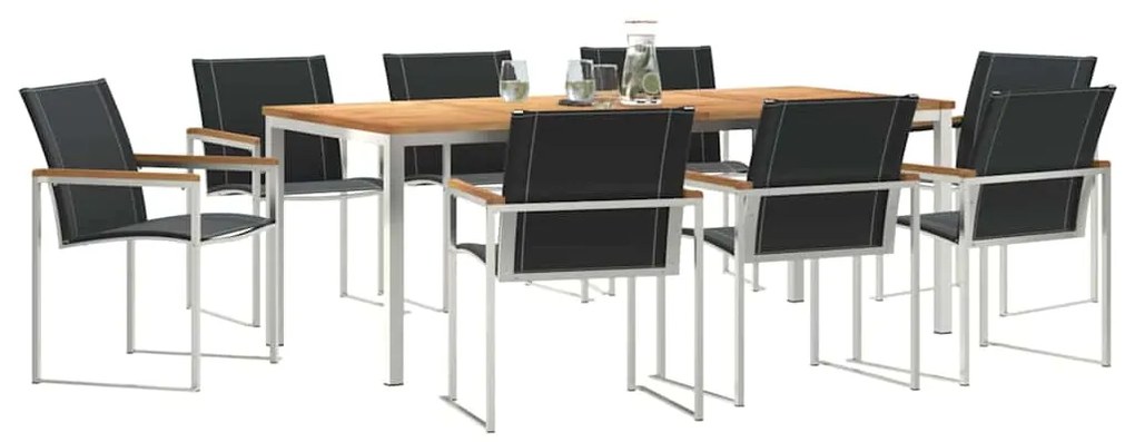 vidaXL Σέτ φαγητού για κήπο 9 pcs Σταθερό Ξύλο Ακακίας