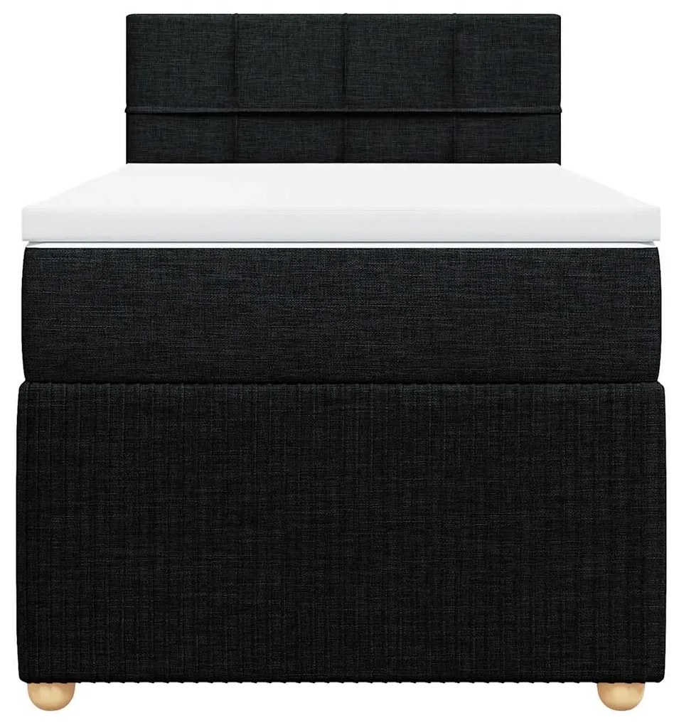 vidaXL Κρεβάτι Boxspring με Στρώμα Μαύρο 100 x 200 εκ. Υφασμάτινο
