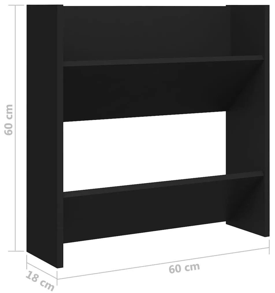 vidaXL Παπουτσοθήκη Τοίχου Μαύρη 60 x 18 x 60 εκ. Επεξ. Ξύλο
