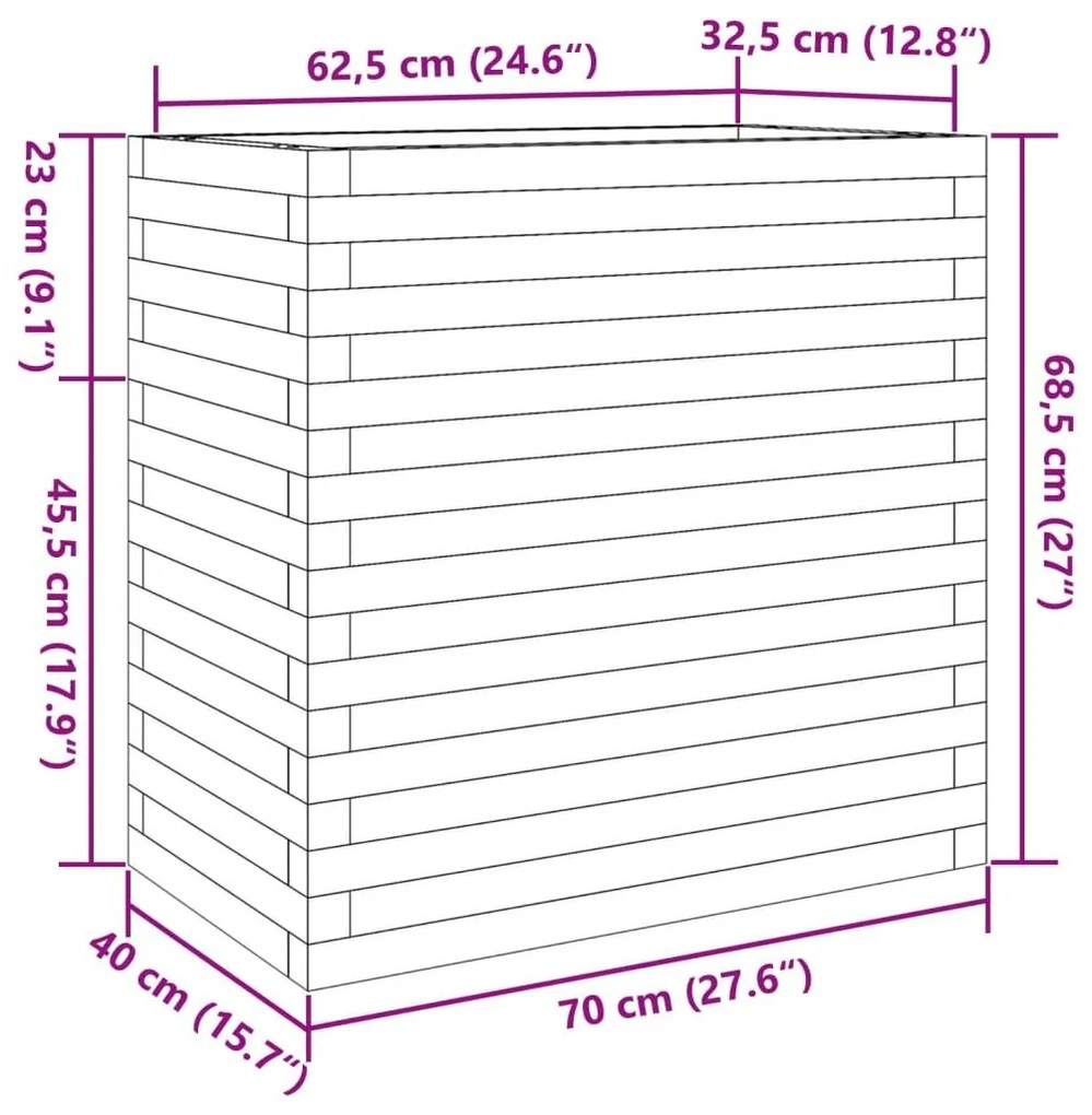 Ζαρντινιέρα Κήπου 70x40x68,5 εκ. από Μασίφ Ξύλο Ψευδοτσούγκας - Καφέ