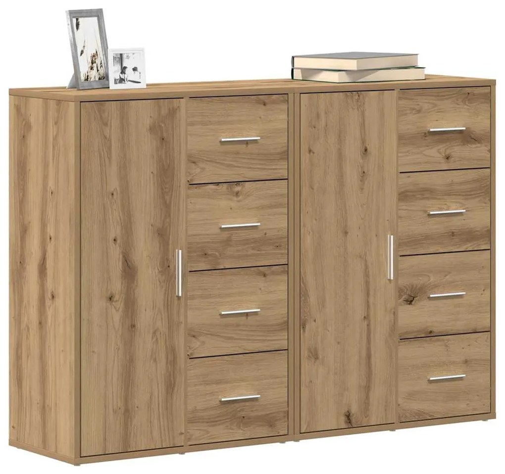 vidaXL Πλαϊνό γραφείο με συρτάρι 2 pcs Artisan Oak 60 x 31 x 84 εκ.