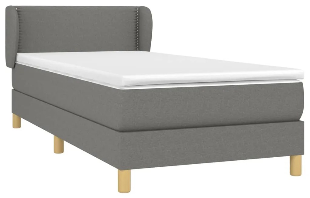 vidaXL Κρεβάτι Boxspring με Στρώμα Σκούρο Γκρι 90x190 εκ. Υφασμάτινο