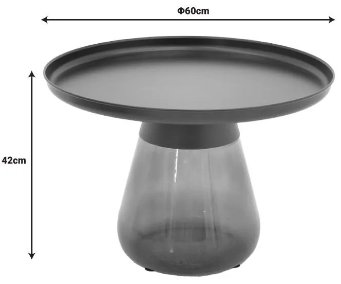 Βοηθητικό τραπέζι Lafo Inart μαύρο μέταλλο-μαύρο γυαλί Φ60x42εκ 60x60x42 εκ.
