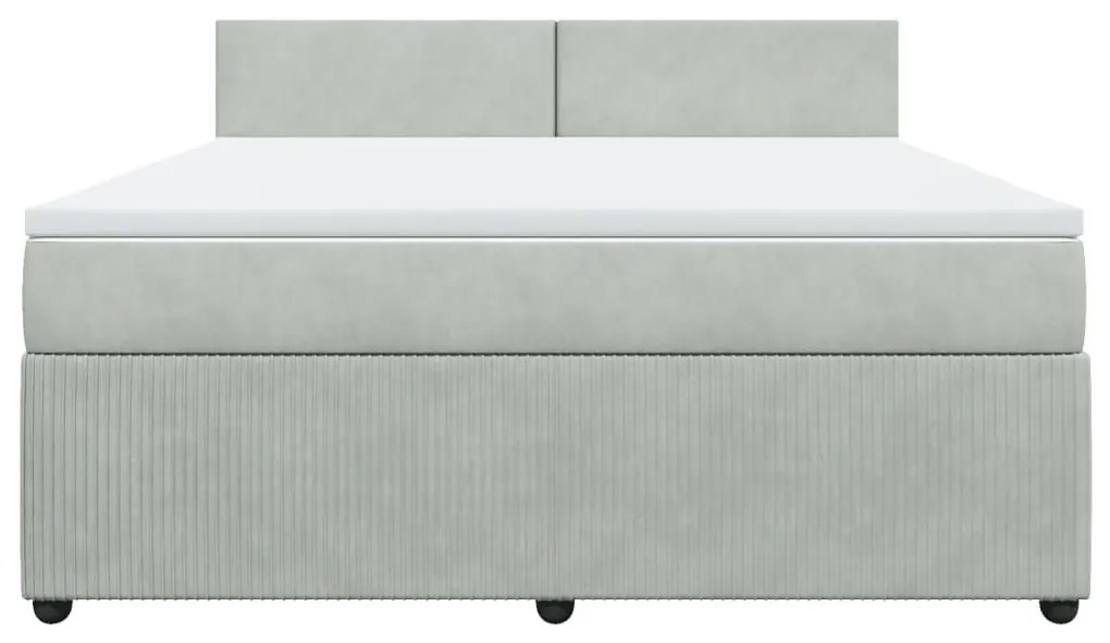 Κρεβάτι Boxspring με Στρώμα Ανοιχτό Γκρι 180x200 εκ. Βελούδινο - Γκρι