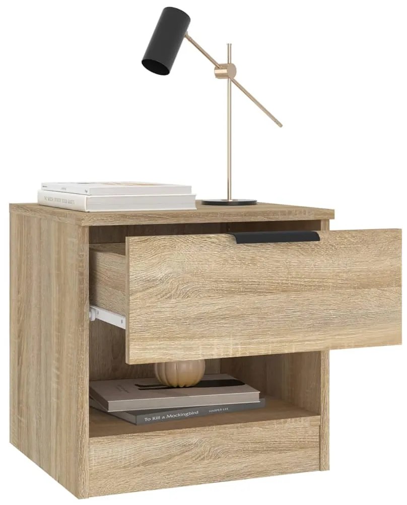 vidaXL Κομοδίνα 2 τεμ. Καπνιστή Δρυς από Επεξεργασμένο Ξύλο