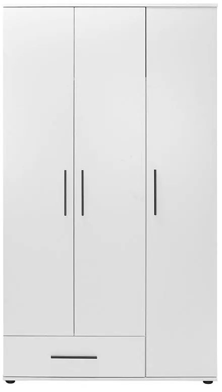 Ντουλάπα ρούχων Dynamic τρίφυλλη με συρτάρι χρώμα λευκό 103x52x187εκ 103x52x187 εκ.