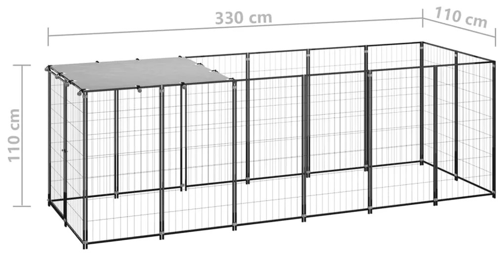 vidaXL Σπιτάκι σκύλου Μαύρο 330 x 110 x 110 από Ατσάλι