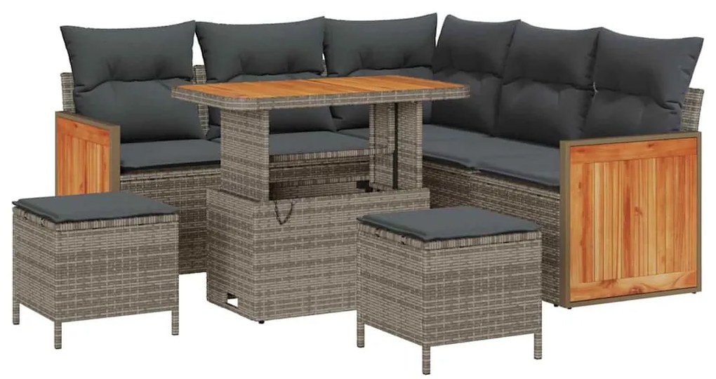 vidaXL Σετ Καναπέ Κήπου με μαξιλάρι 8 pcs Γκρι 90 x 55 x 71 cm