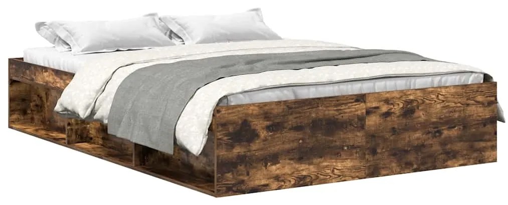 vidaXL Πλαίσιο Κρεβατιού Καπνιστή Δρυς 150x200 εκ. King Size