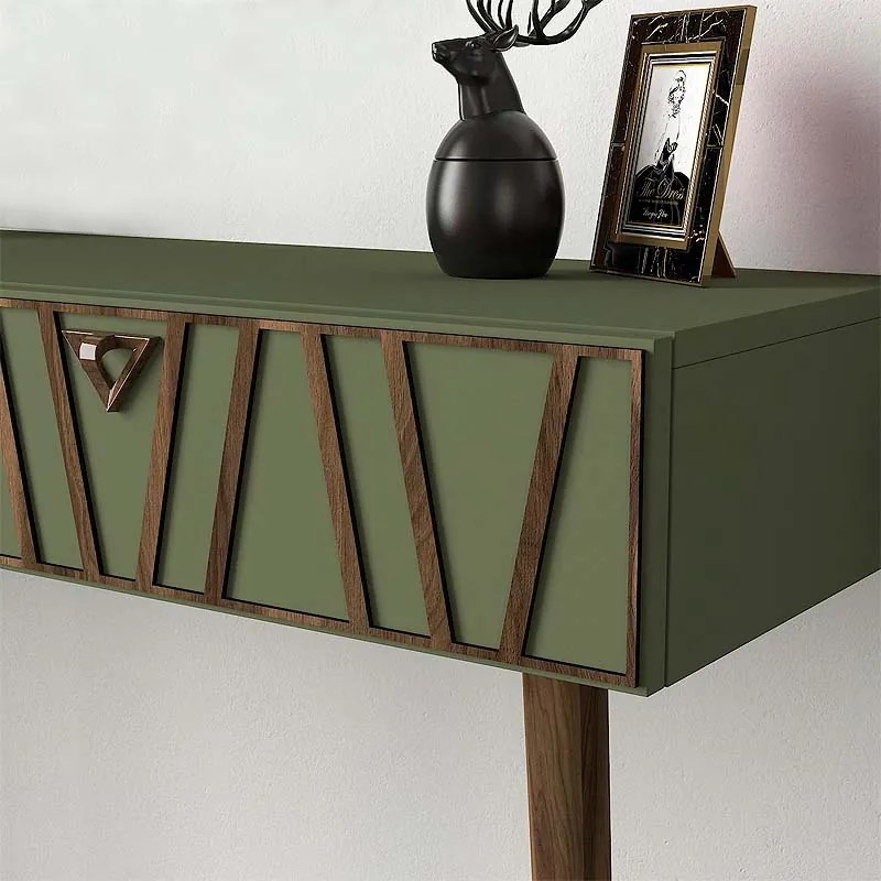 Κονσόλα επιτοίχια Forest Megapap χρώμα λαδί - καρυδί 120x35x89,3εκ.