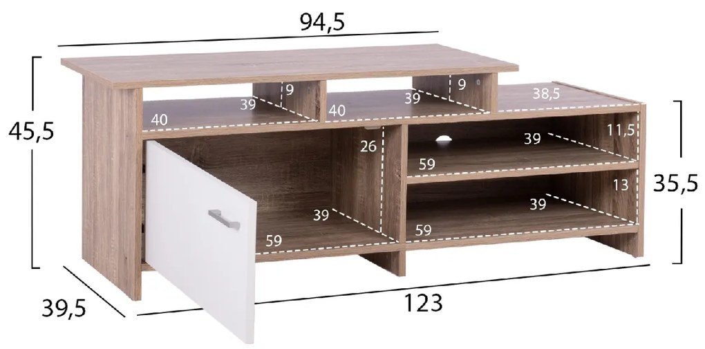 ΕΠΙΠΛΟ TV SCOTT HM8766.01 123x39,5x35,5-45,5Y εκ. SONAMA ΛΕΥΚΟ