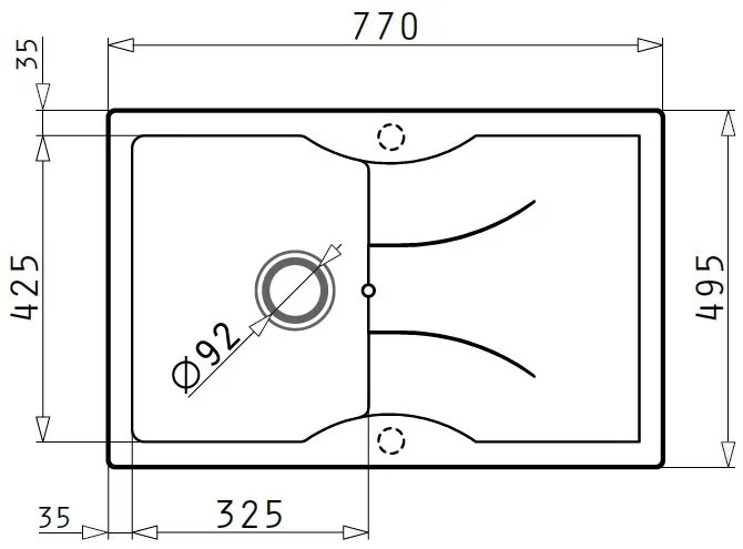 Νεροχύτης Pyramis Pyratek Aeolia 1B 1D-Cristalo Bianco-77 x 50 εκ.