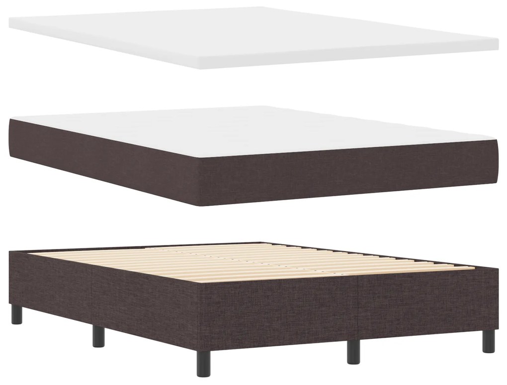vidaXL Κρεβάτι Box Spring με Στρώμα Καφέ 140x190 εκ. Υφασμάτινο