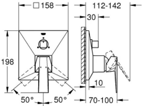 Εξωτερικά μέρη μπαταρίας λουτρού Grohe Allure Brilliant II-Anthraki Mat