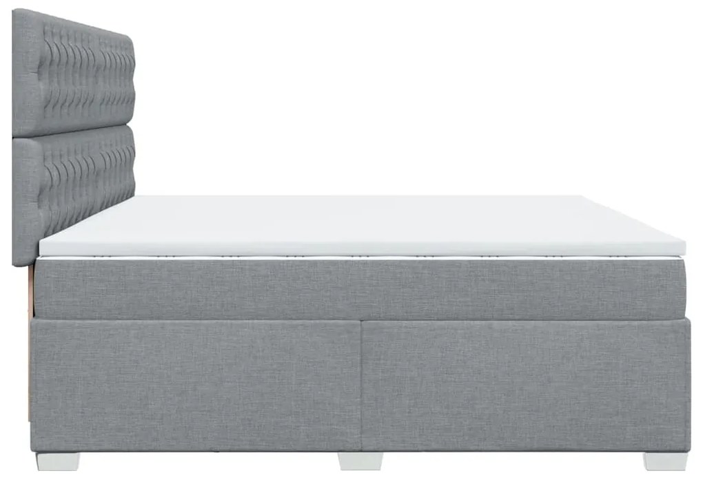 Κρεβάτι Boxspring με Στρώμα Ανοιχτό Γκρι 200x200 εκ. Υφασμάτινο - Γκρι