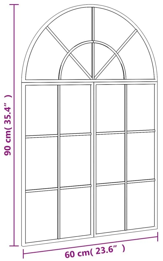 Καθρέφτης Τοίχου Αψίδα Μαύρος 60 x 90 εκ. από Σίδερο - Μαύρο