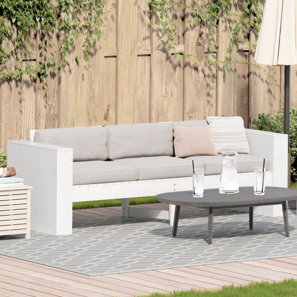 vidaXL Καναπές Κήπου Λευκό 185.5 x 60 x 62 εκ. Μασίφ ξύλο πεύκου