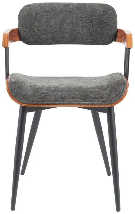 Καρέκλα - Πολυθρόνα Cameo μέταλλο μαύρο-καρυδί ξύλο-ανθρακί ύφασμα 53x49.5x75.5εκ 53x49.5x75.5 εκ.