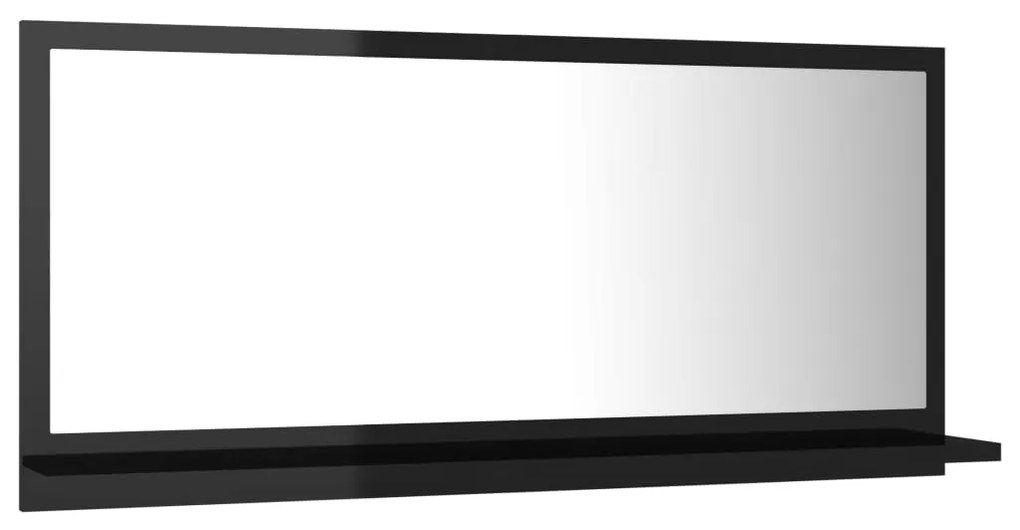vidaXL Καθρέφτης Μπάνιου Γυαλιστερό Μαύρο 80x10,5x37 εκ. Μοριοσανίδα