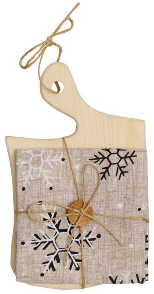 Πετσέτα Κουζίνας Σε Ξύλινο Δίσκο Snow 2521 Beige Kentia 40x70cm Ξύλο,Βαμβάκι