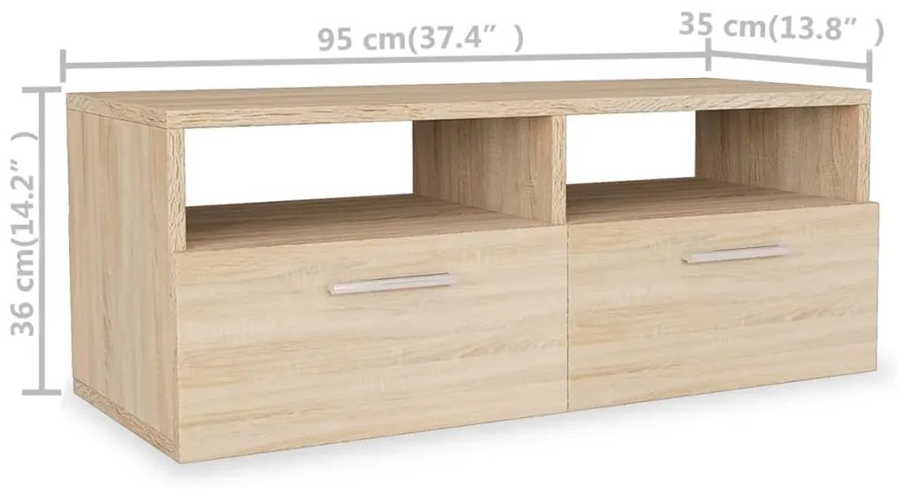vidaXL Έπιπλα Τηλεόρασης 2 τεμ. Χρ. Δρυός 95x35x36 εκ. από Επεξ. Ξύλο