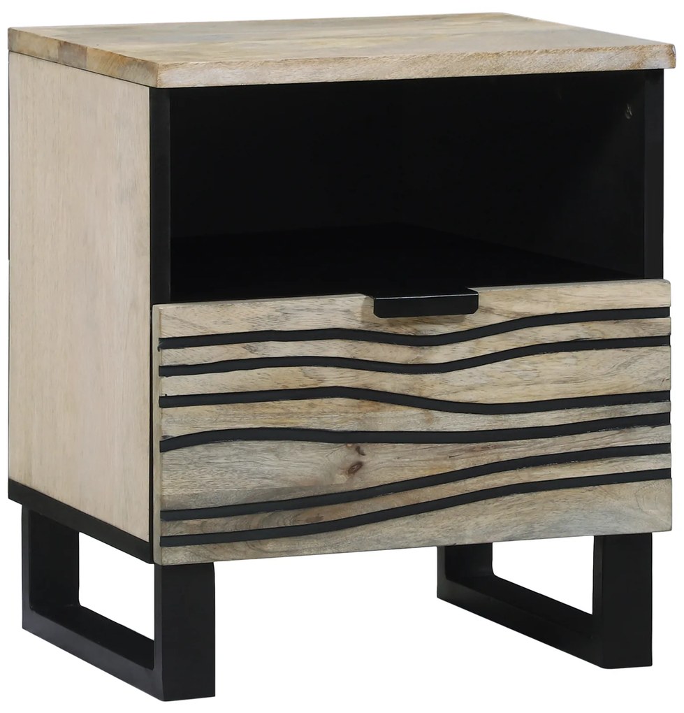 vidaXL Κομοδίνα με συρτάρι 2 pcs Λευκό και μαύρο 40 x 33 x 46 εκ.
