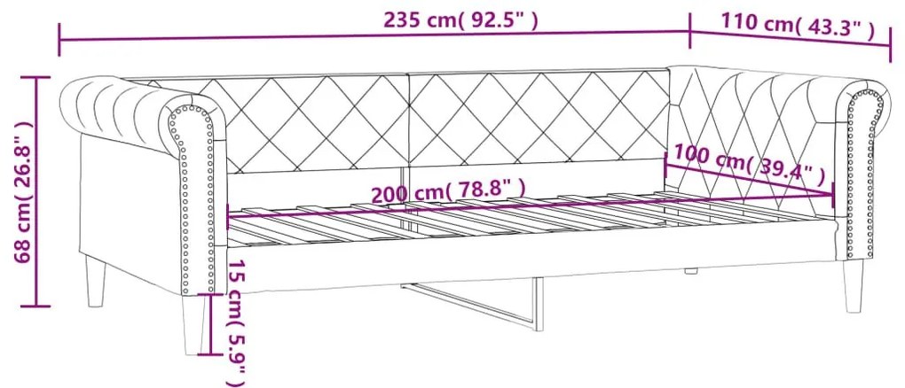 Καναπές Κρεβάτι Λευκό 100 x 200 εκ. από Συνθετικό Δέρμα - Λευκό