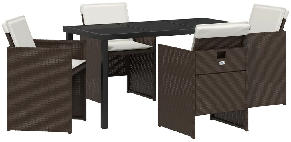 vidaXL Σέτ φαγητού για κήπο 5 pcs Καφέ συνθετικό ρατάν