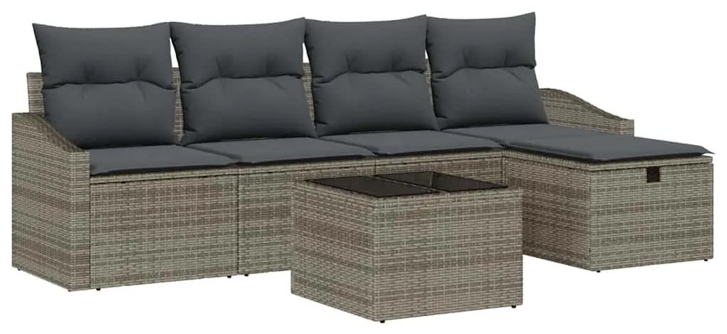 vidaXL Σετ Καναπέ Κήπου 6 pcs Γκρι 55 x 55 x 37 εκ Πολυ ράταν