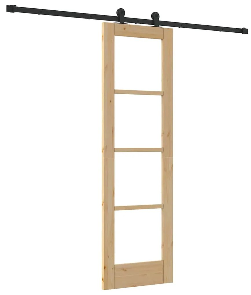 vidaXL Συρόμενη Πόρτα Καφέ 61 x 198.5 εκ. Ξύλο και μέταλλο