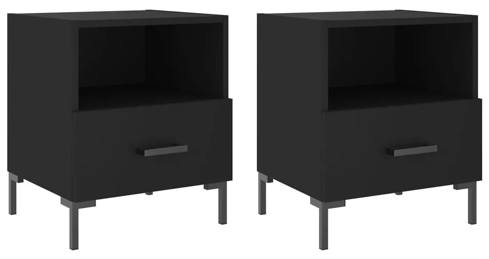 vidaXL Κομοδίνα 2 τεμ. Μαύρα 40 x 35 x 47,5 εκ. από Επεξεργασμένο Ξύλο