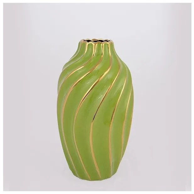 Βάζο Κεραμικό Πράσινο-Χρυσό 14x14x24.5cm 752-20183 Estheti-752-20183-Πράσινο 752-20183