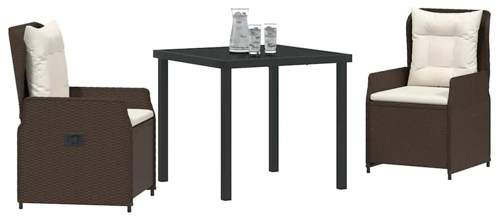 vidaXL Σέτ φαγητού για κήπο 3 pcs Καφέ συνθετικό ρατάν